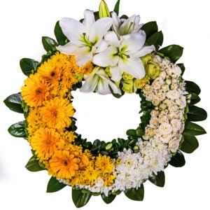 Funeral Wreath yellow and white 65 cm